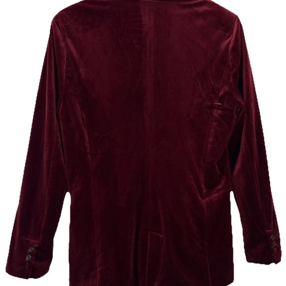 Blank NYC Women’s Rich Burgundy Velvet Blazer One Button Lined Jacket - Picture 2 of 9